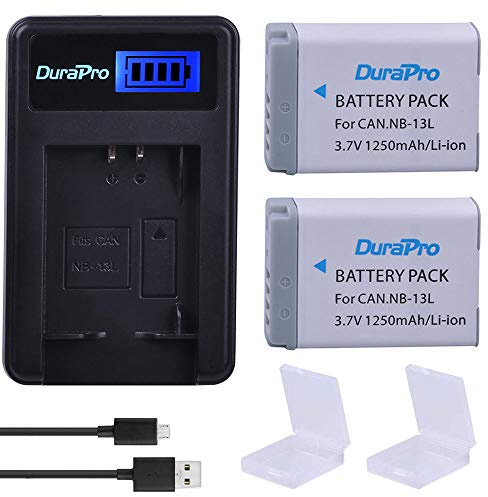DuraPro 2X Akku NB-13L + LCD USB Ladegerät für anon NB-13L Canon PowerShot G9 X Mark II SX720 HS,SX730 HS,SX740 HS,SX620 HS,G7 X Mark II G5 X G9 X G7X Kameras