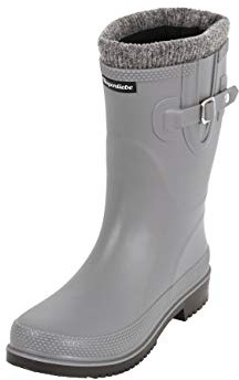 Regenliebe Pfütze-W Bottes de Pluie Femme Doublure Chaude Demi-Bottes, Couleur:Gris, Taille:39 EU