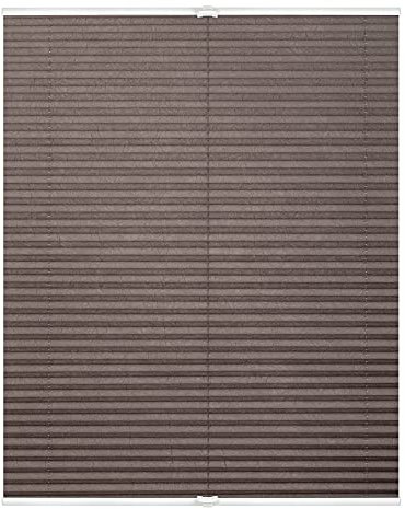 Lichtblick Plissee Klemmfix, ohne Bohren, verspannt, lichtdurchlässig, Blickdicht, Uni, mit eleganter Crushed Optik 90 cm x 210 cm (B x L), Taupe