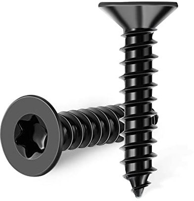 100 PCS 8 X 1-1/2 Inch Black Coated Flat Head Torx/Star Wood Screws, Stainless Steel 18-8 (A2) Fully Threaded #8 X 1.5 Length Multipurpose Screw by TPOHH