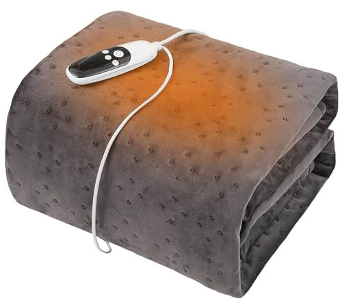 OMERAI Heizdecke Wärmeunterbett 150x80cm Heizdecke mit Abschaltautomatik Maschinenwaschbar Unterbettdecke Flannel Wärmeauflage Überhitzungsschutz 9 Temperaturstufen Schnellheizung 12 Stufen Timer