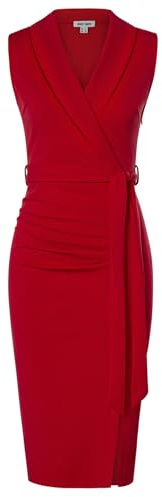 GRACE KARIN Elegant Wrap Dress with Belt - Red Formal Business Size 14