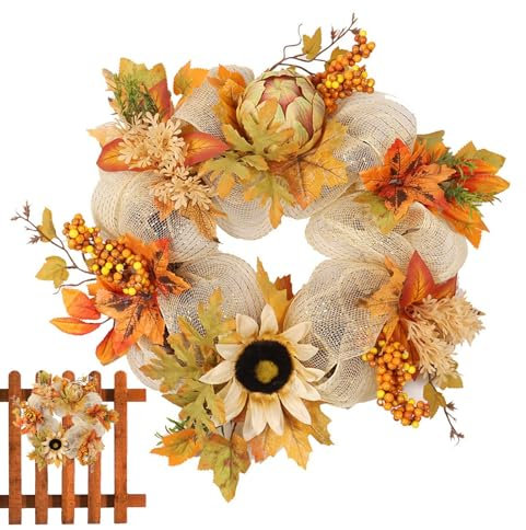 Corona estiva per porta d'ingresso, corona estiva per porta d'ingresso | corone di girasole corona estiva,corona porta da 15 pollici, ornamenti di Halloween, corona artificiale, decorazione