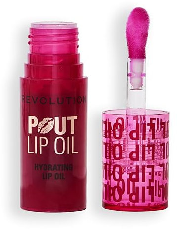Revolution, Pout Lip Oil - Nährendes Tinted Lippenöl für Glanzvolle Lippen ohne Klebrigkeit, Vegan & Tierversuchsfrei, Kirschrot, 4 ml