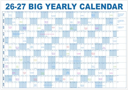 2026-2027 Dry Erase Wall Calendar - July 2026- June 2027, 35.2 x 50, Extra Large Yearly Wall Calendar 2026-2027, 12-Month Note Section & 365 Daily Block, 10 Round Stickers, Perfect for Home, Office and School