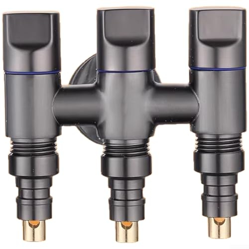Vanne de sortie triple en acier inoxydable à 3 voies avec poignées compatible avec robinets, chauffe-eau pour connecter des toilettes, un pulvérisateur et une machine à laver (D)