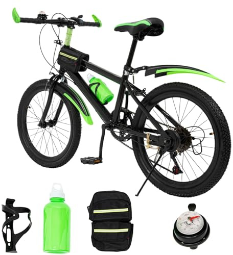 WSIKGHU 20 tums mountainbike för pojkar och flickor | uppgradering barncykel med 7-växlad växel | justerbar höjd barncykel från 8–13 år | lastkapacitet 85 kg | 85 % förmonterad
