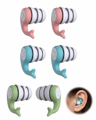 BTACGWP Tapones Oídos Natación Niños 3 Pares Silicona Impermeable Cordón Removible Rosa Azul Verde. Reutilizable, Ajuste Ergonómico Sin Presión Previene Otis Agua Piscina Ducha