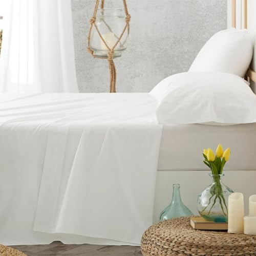 Burrito Blanco Sábanas de Hostelería | Juego de Sabanas Cama 80 | Cama Individual | 100% Algodón | Ropa de Cama Fácil Planchado | Color Blanco | Disponible en Más Medidas y Colores