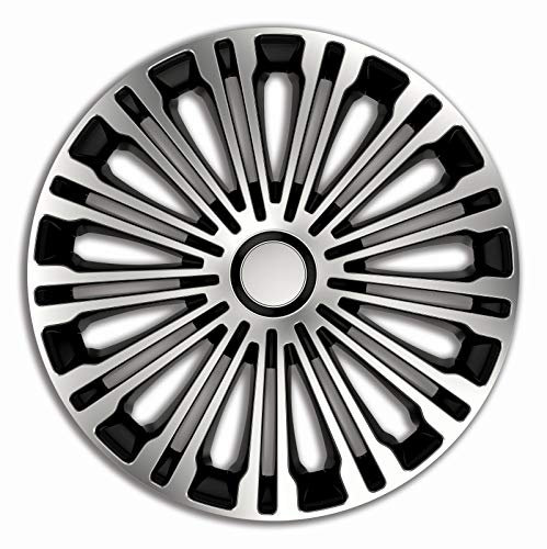 All4You Radkappen Volante 17 Zoll 4er Pack Radzierblenden Silber Schwarz Silver Black