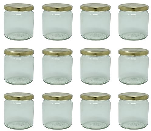 CR Produits Lot de 82 pots à confiture avec autocollants 405 ml – Verre à confiture avec couvercle pour remplissage, conserver et remplir – Idéal pour le miel, la confiture, les fruits et les légumes