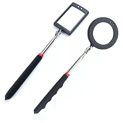 2pcs Miroir d'inspection télescopique Miroir d'inspection télescopique avec éclairage LED à Piles Télescopique jusqu'à 88 cm