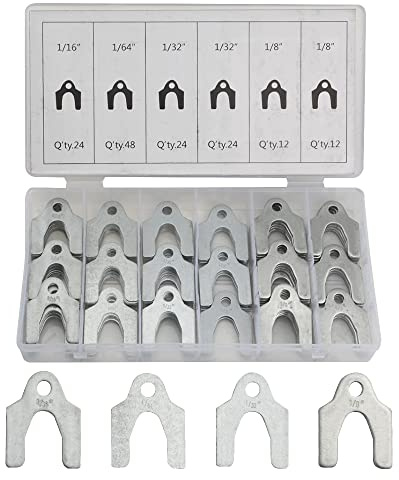 WMYCONGCONG 144 PCS Auto Alignment Body Shim 1/64 1/32 1/16 1/8 Car Alignment Shims Spacers Assortment Kit for Adjusting Body Parts or Camber Alignment