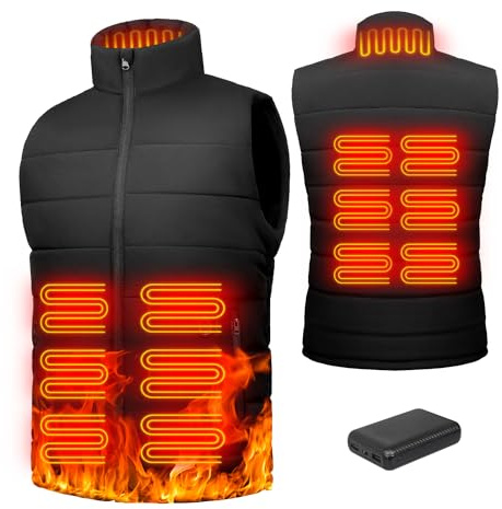 Heated Vest with 10000 mAh Battery,Heated Gilet for Men Women USB Electric Body Warmer, Heating Jacket Washable with 3 Heat 4 Zone Heated Coat for Outdoor Gear, Winter Clothing