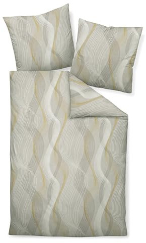 Janine Biancheria da letto 135 x 200 cm + 80 x 80 cm Davos – morbido copripiumino in flanella – con chiusura lampo – 100% cotone – Öko-Tex – atmosfera antica