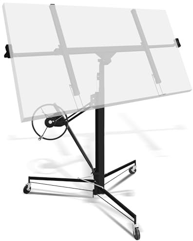 Joparri Lève-plaque XXL pour plaques de plâtre d'une largeur maximale de 290 cm et d'une capacité de charge de 70 kg, hauteur de travail réglable en hauteur de 140 à 350 cm, noir