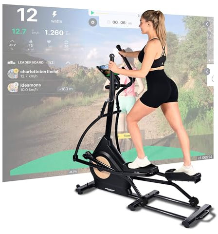 Christopeit Crosstrainer Ellipsentrainer Fit Wheel Pro – Magnetbremse 12 kg, 32 Widerstandsstufen, Schrittlänge 43 cm, LED Smart-Control, Zwift/Kinomap, gelenkschonend, leise, 120kg