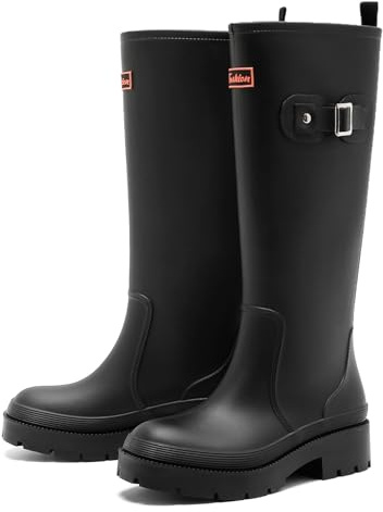 Rain Boots for Women, Anti-Slip Rubber Boots Waterproof Garden Muck Boots Durable Slip Resistant, Tall Water Shoes Comfort Fishing Boot Knee High Work
