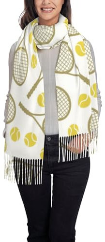 Poadnly Ballspiel Tennis, Großer weicher Kaschmir-Schal, Wickelschal, Fransenschal, leichte Stola, 197 x 72 cm