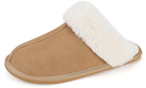Mishansha Pantofole Calde da Donna Pantofole Invernali in Peluche, Ciabatte Antiscivolo da Donna per Interni ed Esterni, Kaki Chiaro 39 EU