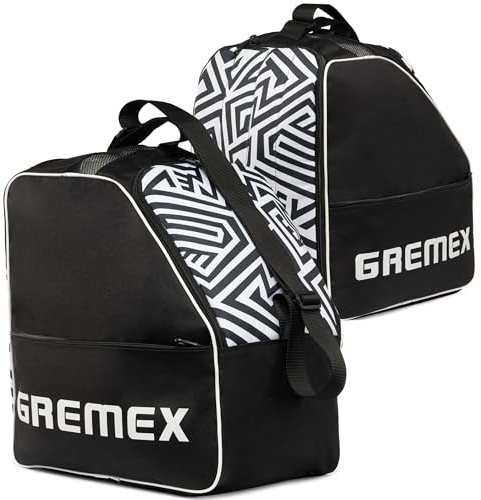 GREMEX Skischuhtasche mit Helmfach - Wasserfester Skischuhrucksack für Skischuhe und Helm - Widerstandsfähig mit Titan-Nähten - Bequem für Transport, Reisen und Schutz Ihrer Ausrüstung