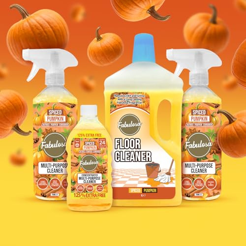 Spiced Pumpkin Autumn Cleaning Bundle 4 Piece Set Includes 2× Multi-Purpose Sprays (750ml) Concentrated Disinfectant (495ml) Floor Cleaner (1L) Seasonal Pumpkin Spice Scent