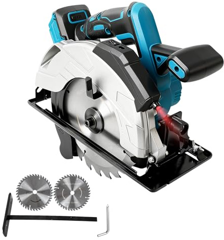 Scie Circulaire sans Fil 185 mm Compatible avec Makita Batterie 18V (Pas de Batterie), Scie Circulaire électrique sans Balais 5000 tr/min avec Guide Lumineux LED Rouge, Coupe Biseautée de 0 à 45°