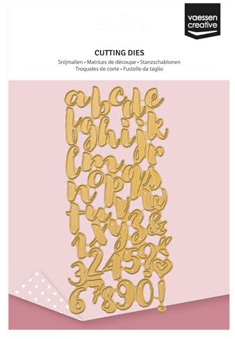 Vaessen Creative Stanzschablonen Set Alphabet- 42 Cutting Dies von 1 x 2 cm - Bastelzubehör für DIY, Basteln mit Papier und Deko - für Mini Stanz- und Prägemaschinen, Gold