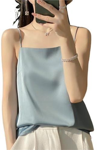 AMEEDA Canotta Raso Donna Canotta da Donna in Seta di Ghiaccio, Sexy, con Spalline in Raso, Primavera/Estate, Tinta Unita, Senza Maniche, e Comoda, Intimo in(Color 3,XXL)