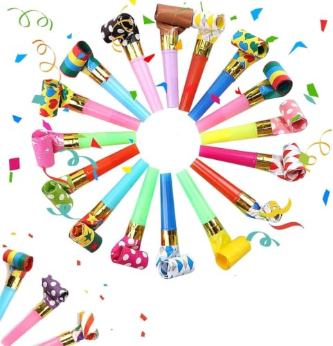 40Pcs Colourful Party Blowers, Loot Filler Noise Toy, Party Whistles | Party Blowers, Party Supplies For Birthday Party, Wedding, Christmas, Anniversary