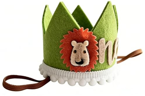 Tosuny Cappello da Compleanno per Bambini con Leone |Simpatica Decorazione a Forma di di Animali per Feste, Accessori Fotografici per Ragazzi e Ragazze (A)