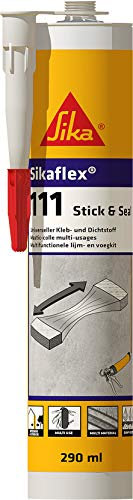 SIKA - Adhesivo y sellador flexible - Sikaflex-111 Stick & Seal - Marrón - Masilla multiuso - Suporte multiple - Interiores y exteriores - Superficies humedas - 290ml