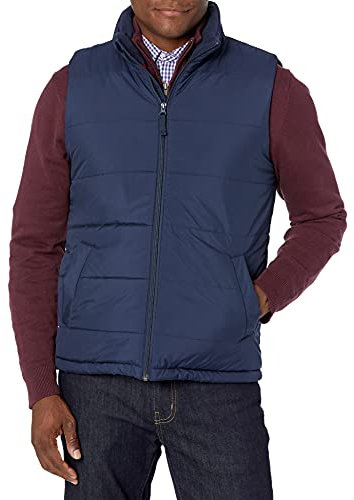 Amazon Essentials Herren Mittelschwere Isolierte Daunenweste Mit Fleecefutter, Marineblau, XL