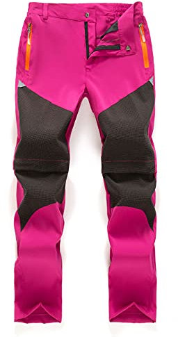 Daysskk Arbeitshose Kinder Mädchen Zip Off Hose Sommer Softshellhose Wanderhose Schnelltrocknend Trekkinghose Outdoorhose Wasserdicht Funktionshose Rosa 110