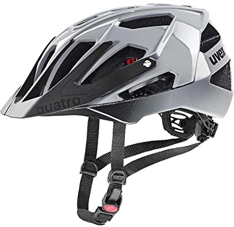 uvex Quatro - sicherer MTB-Helm für Damen und Herren - individuelle Größenanpassung - waschbare Innenausstattung - Rhino Black - 52-57 cm