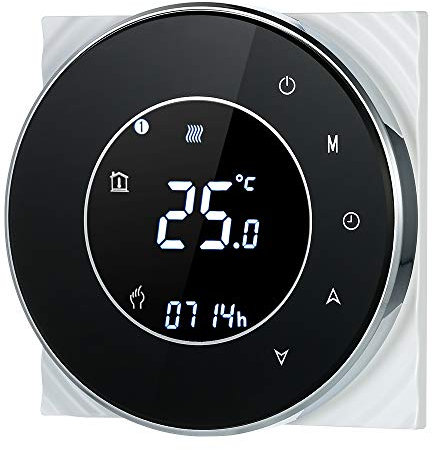 Irishom Termostato Wi-Fi para caldera de gas, termostato digital, programable, pantalla LCD táctil con retroiluminación y función de control de voz, cronotermostato BHT-6000-GC