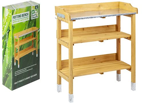 Deluxe Natural Wooden Potting Bench - 76 x 37 x 92cm (1 Pc.) - Sturdy & Stylish Design - Ideal for Garden & Crafting Enthusiasts