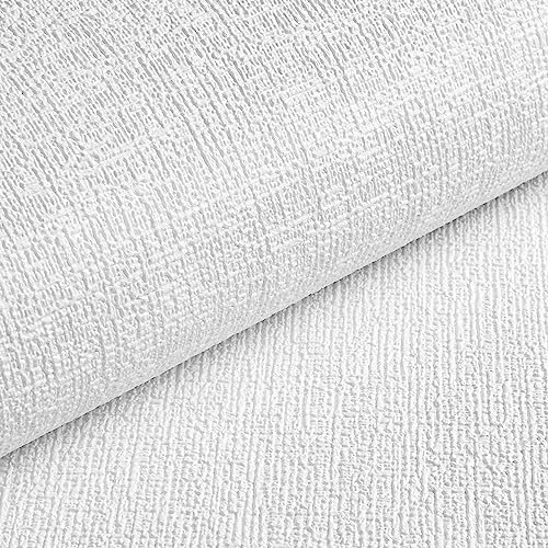 Livelynine épais Papier Peint Blanc avec Relief 45CMx7M Lavable Papier Peint Adhesif Mural Blanc Cassé Revetement Mural Adhesif 3D Salon Chambre Adulte Enfant Papier Peint Autocollant pour Mur Plafond