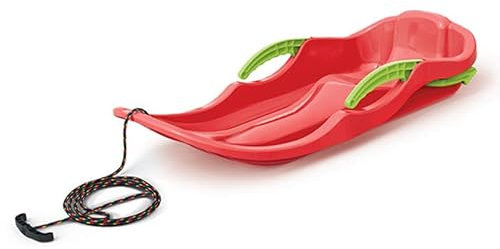 molti Schlitten für Kinder mit Zugseil und Bremsen Bob Rutscher Rodel Schneegleiter Lenkbob Lenkschlitten (87x40x18 cm) (Rot, Modern)