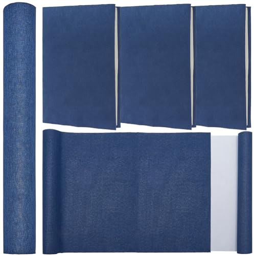 CRASPIRE 51 x 11.8 Tela de Lino para Libros Color Azul Marino para Encuadernación de Libros A4-A8 Superficie de Tela Cubierta de Papel con Respaldo Álbumes de Recortes Archivos Bricolaje Protector
