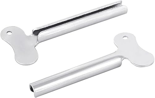 Paquete de 2 llaves exprimidoras de tubo de metal plateado, herramienta dispensadora de pasta de dientes y rodillo de tinte para el cabello, ayuda para exprimir tubos de vida diaria