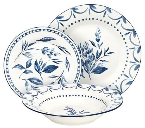 Servizio di Piatti da Tavola in Porcellana Olimpia New Blue Loira 18 Pezzi