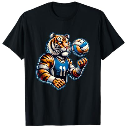 Numero 11 Tigre E Pallavolo Stile Sportivo Maglietta