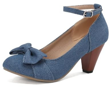 Damskor med klack för Dirndl och festligheter eleganta pumps med bekväm passform festliga dampumps med fashionabla detaljer, Bu1, 38 EU