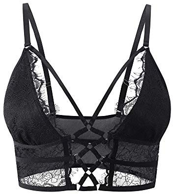 Buitifo Damen Sexy BH Wimpern Camisol Spitzen Bralette Crop Top Weste Unterwäsche（SB）