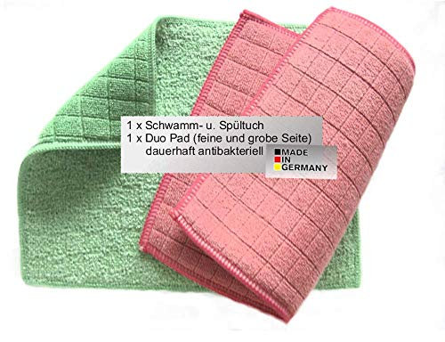 Besira Spültuch Spüllappen dauerhaft antibakteriell Plus saugstarkem Schwammtuch, (15x20 cm) beliebig oft waschbar, geruchsfrei, hygienisch, langlebig
