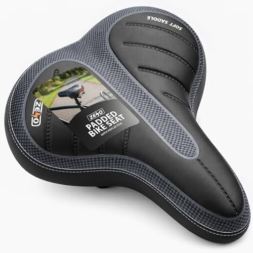 ZENO Bike Seat with Reflector | Bicycle Saddle with Soft Shockproof Springs and Punching Foam System | Cycling MTB Saddle Cushion Pad for Cruiser/Road Bikes/Touring/Mountain Bike/BMX | Dot Print