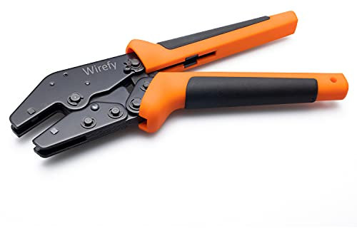 Wirefy Crimpzange mit schnellem Backenwechsel - Krimperzange mit hoher Hebelkraft - Presszange für Kabelschuhe & Schrumpfverbinder - Aderendhülsenzange, Kabelschuhzange - 0,14-25 mm²