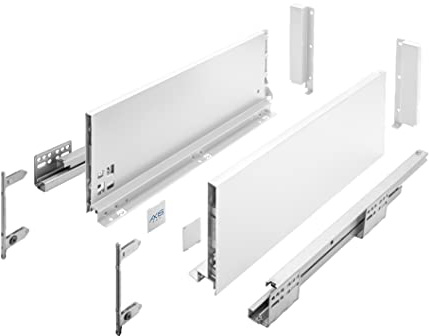 GTV AXIS PRO - Glissières de tiroir à extension complète - Blanc - Charge maximale : 40 kg - Systèmes Push to Open - Accès extérieur - Largeur : 550 mm - Hauteur : 168 mm