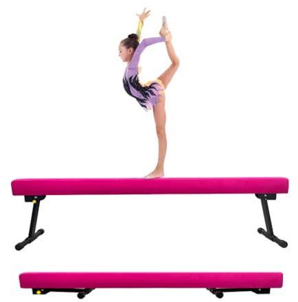 GBVUGY Adjustable&Foldable Gymnastics Balance Beam,6FT High-Low Level Floor Gymnastic Beam,No Tool Require, Gym Equipment for for Kids Children Girls Home Training